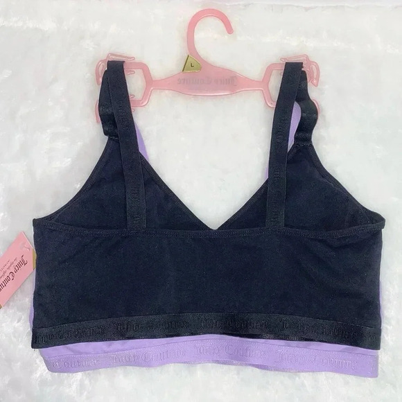 Juicy Couture Sport Bralette Purple & Black Sport Bra Set size Large - Picture 5 of 7